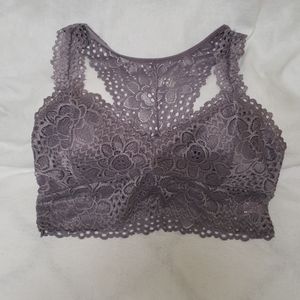 Lacy gray brallette lightly padded tback